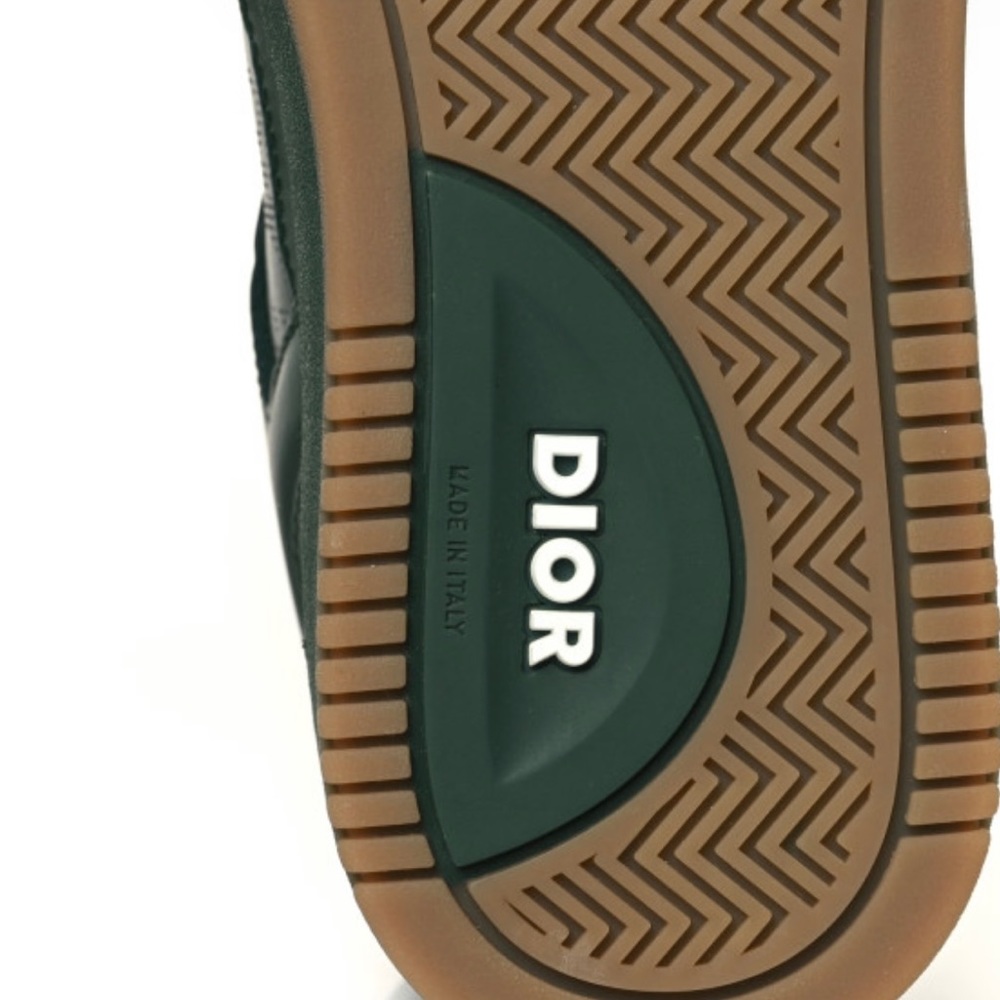 Christian Dior Smooth Calfskin Oblique Galaxy Mens B27 Low Top Sneakers 44 Green - Picture 2 of 8